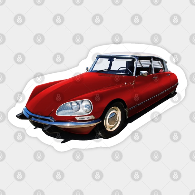 Citroen ds in red Sticker by candcretro